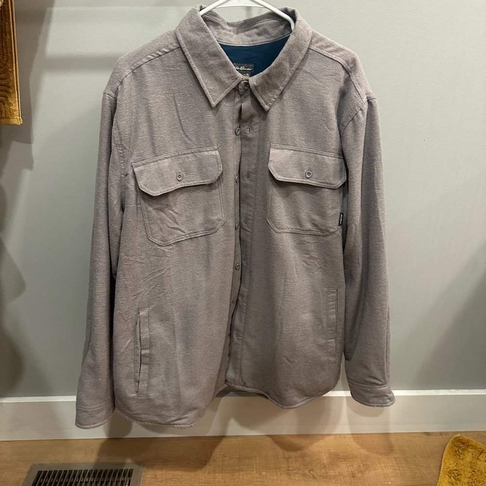 Eddie Bauer Men's Light Gray Shirt Jacket